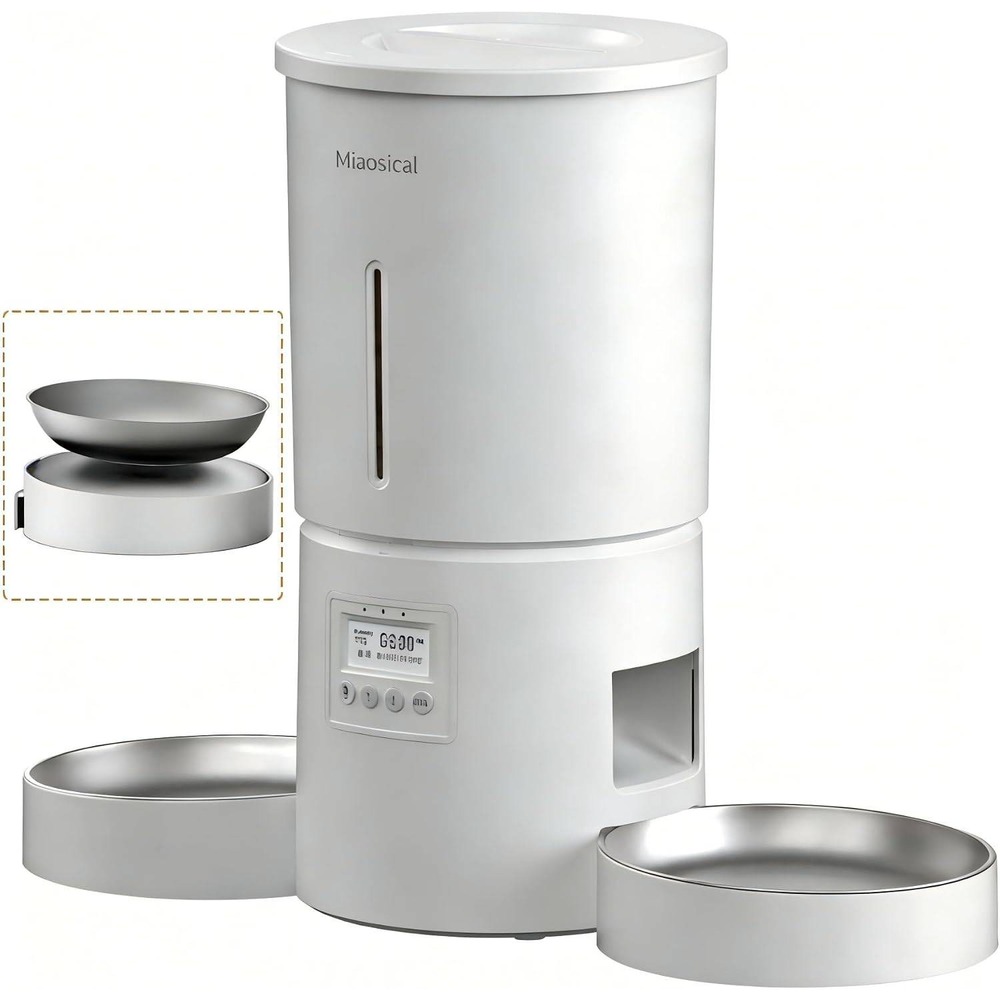 Miaosical Automatic Pet Feeder White SC-A80K Dual Bowl Voice Record Smart Feeder